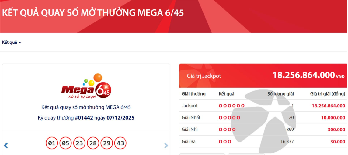 Lộ diện vé số trúng độc đắc Vietlott lên tới hơn 18 tỷ đồng